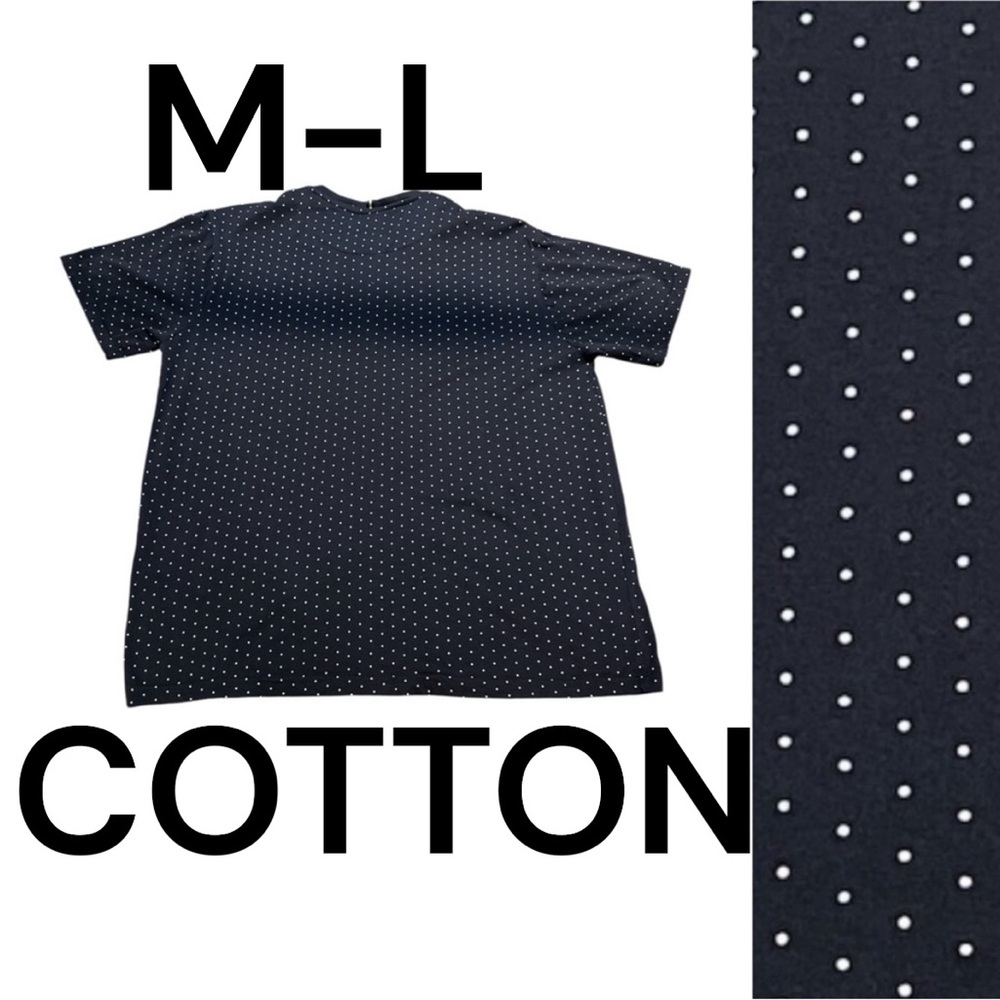 DENIM & FLOWER RICKY SINGH Men's Tee Shirt *Size L Black with White Dots Cotton